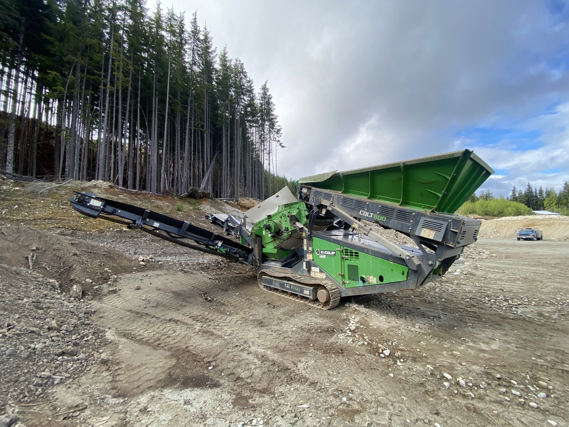 Aggregate delivery truck in Kitimat